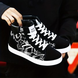 Trendy Men's High Top Sneakers - Non-Slip, Comfortable Lace-Up, Multi-Season Street Style Footwear