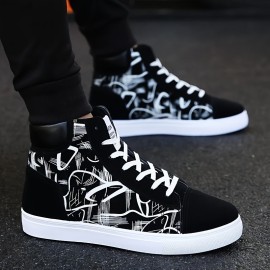 Trendy Men's High Top Sneakers - Non-Slip, Comfortable Lace-Up, Multi-Season Street Style Footwear