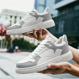 Women's Trendy Simple Solid Color Outdoor Sneakers, Platform Lightweight Outdoor Sports Shoes, Low Top Lace Up Skate Shoes