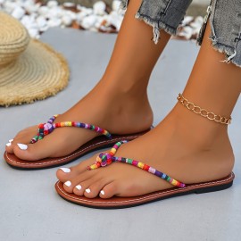 Women's Trendy Flip Flops, Casual Clip Toe Summer Shoes, Lightweight & Comfortable Beach Shoes