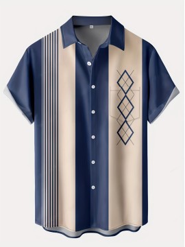 Men's Dark Purple Short Sleeve Lapel Shirt - Small Size, Order Up for Best Fit