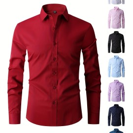 Men's Slim Fit Long Sleeve Button Up Shirt - Formal Business Wear for Spring and Fall - Great Gift for Men