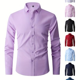 Men's Slim Fit Long Sleeve Button Up Shirt - Formal Business Wear for Spring and Fall - Great Gift for Men