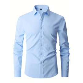 Men's Slim Fit Long Sleeve Button Up Shirt - Formal Business Wear for Spring and Fall - Great Gift for Men