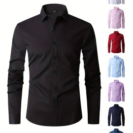 Men's Slim Fit Long Sleeve Button Up Shirt - Formal Business Wear for Spring and Fall - Great Gift for Men