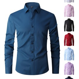 Men's Slim Fit Long Sleeve Button Up Shirt - Formal Business Wear for Spring and Fall - Great Gift for Men