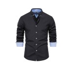 Men's Casual Solid Long Sleeve Oxford Shirt - Comfortable Button Up for Spring and Fall Outdoor Activities