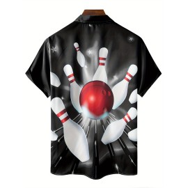 Men's 3D Graphic Print Bowling Shirt - Stylish Short Sleeve Lapel Shirt for Summer Outdoor Activities - Great Gift for Men