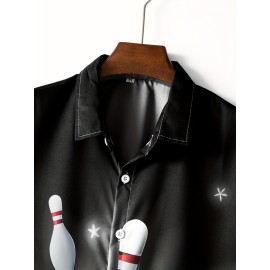 Men's 3D Graphic Print Bowling Shirt - Stylish Short Sleeve Lapel Shirt for Summer Outdoor Activities - Great Gift for Men