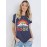 Colorful Letter & Book Print T-Shirt, Short Sleeve Crew Neck Casual Top For Spring & Summer, Women's Clothing
