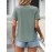 Eyelet Crew Neck T-Shirt, Casual Short Sleeve T-Shirt For Spring & Summer, Women's Clothing