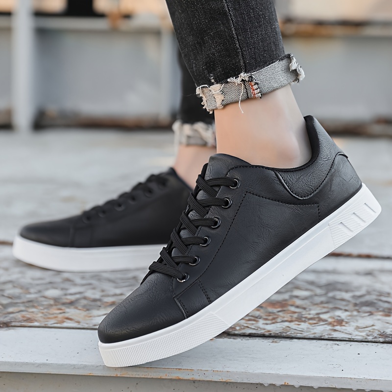 skateboard shoes men s solid lace pu leather uppers fashion details 10