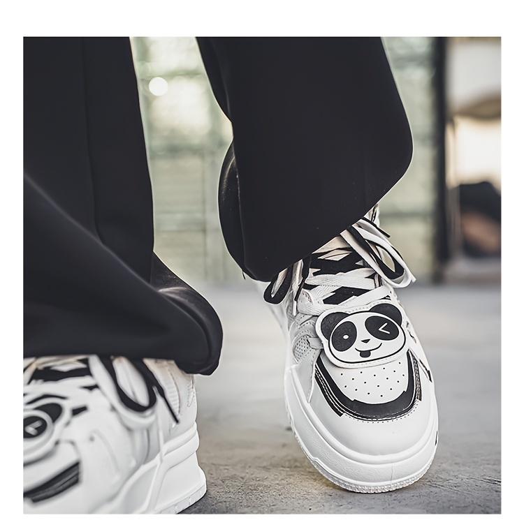 panda pattern skateboard shoes men s trendy chic comfy non details 5