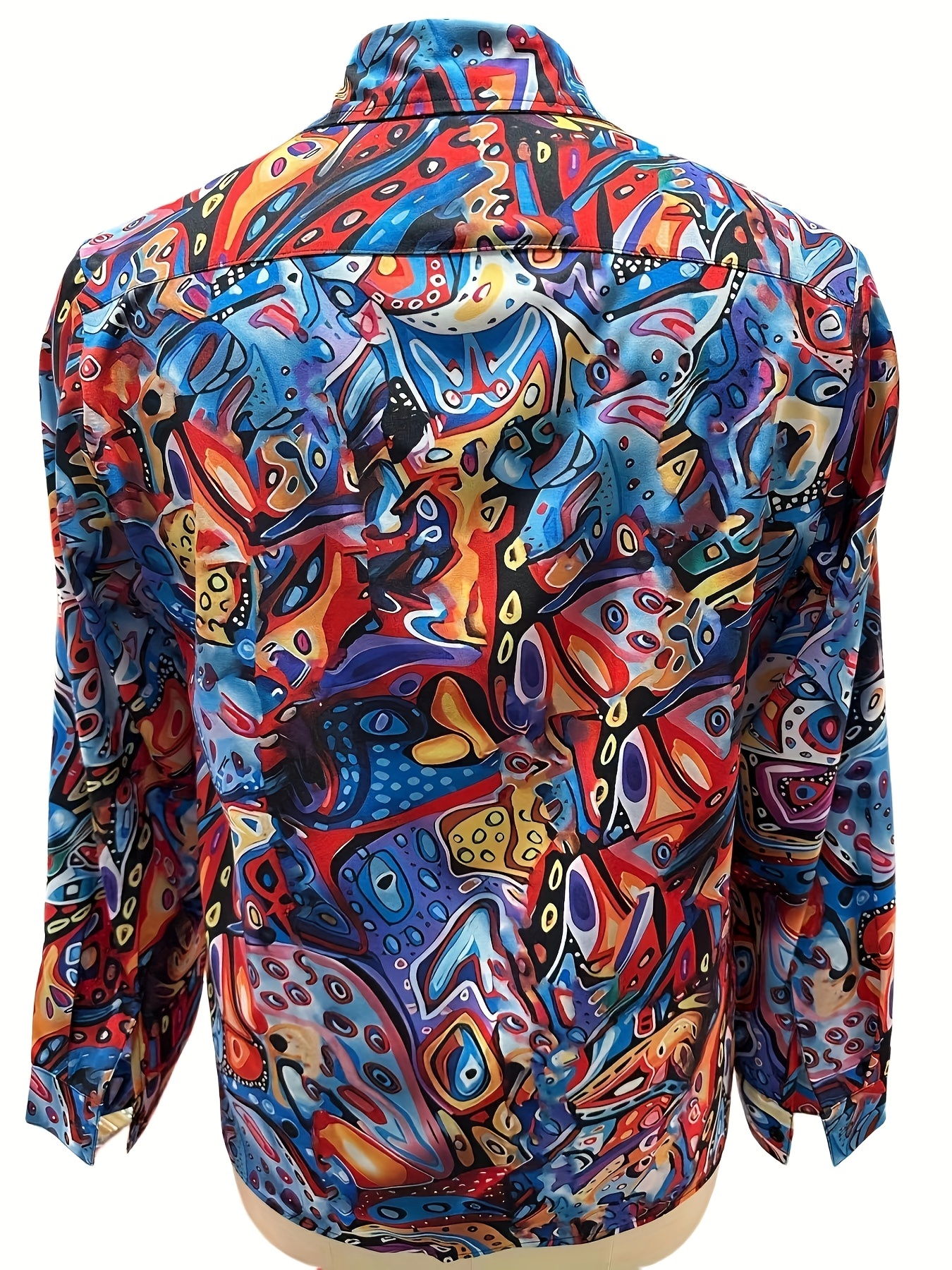 novelty pattern mens stylish long sleeve button up shirt spring fall festival carnival holiday details 2