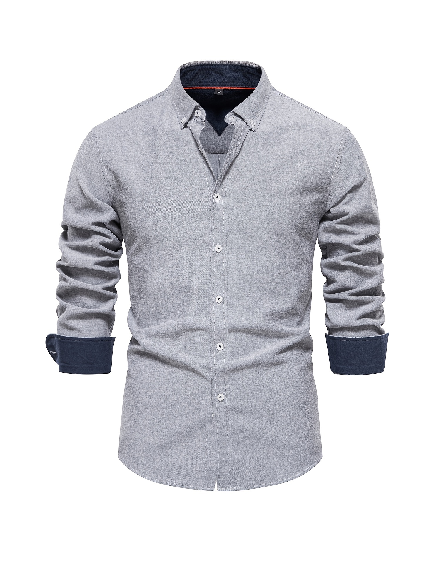 casual solid mens long sleeve oxford shirt mens comfy button up shirt for spring fall outdoor details 28