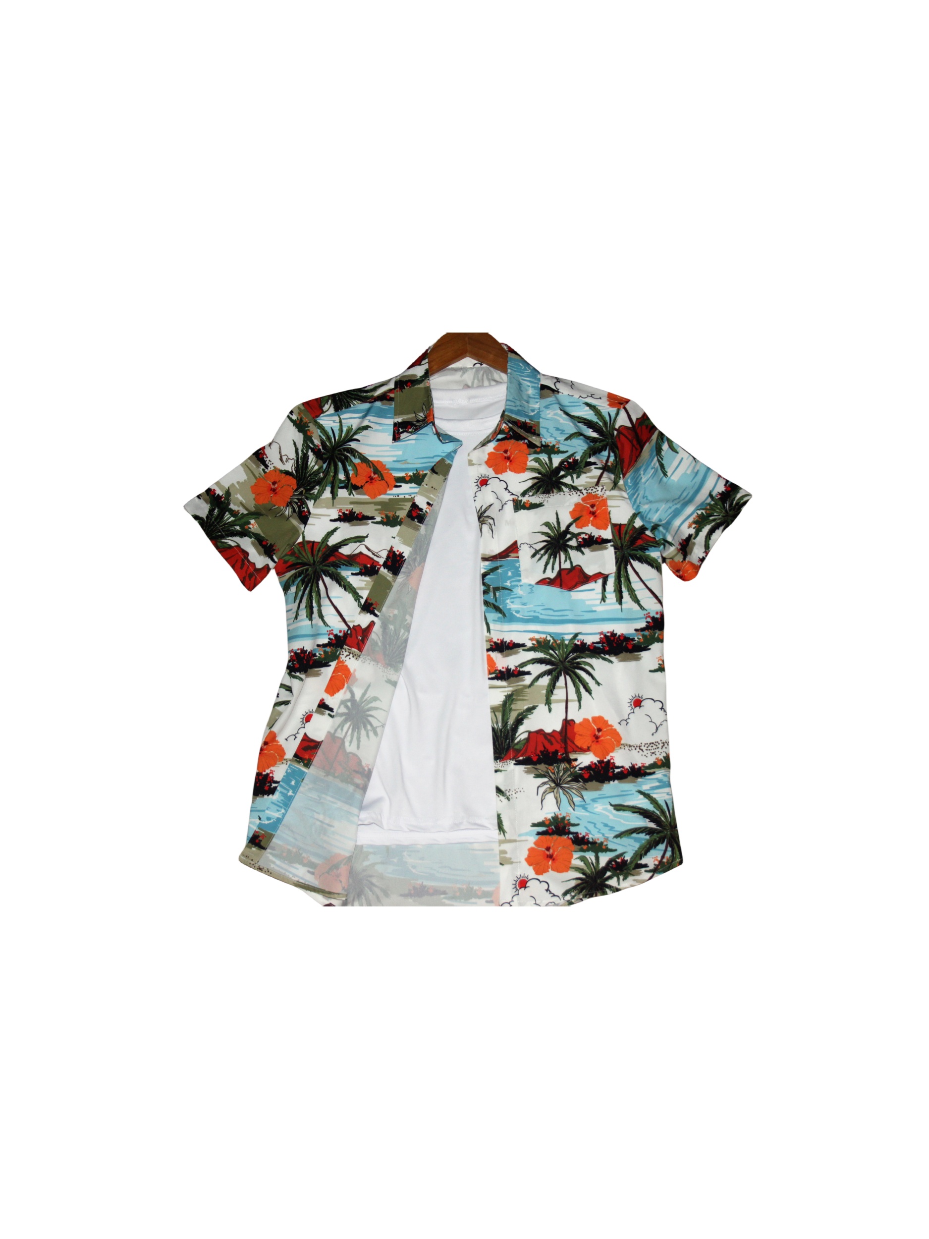 mens beach scenery button up short sleeve hawaiian shirt for summer vacation resort mens shirt details 5