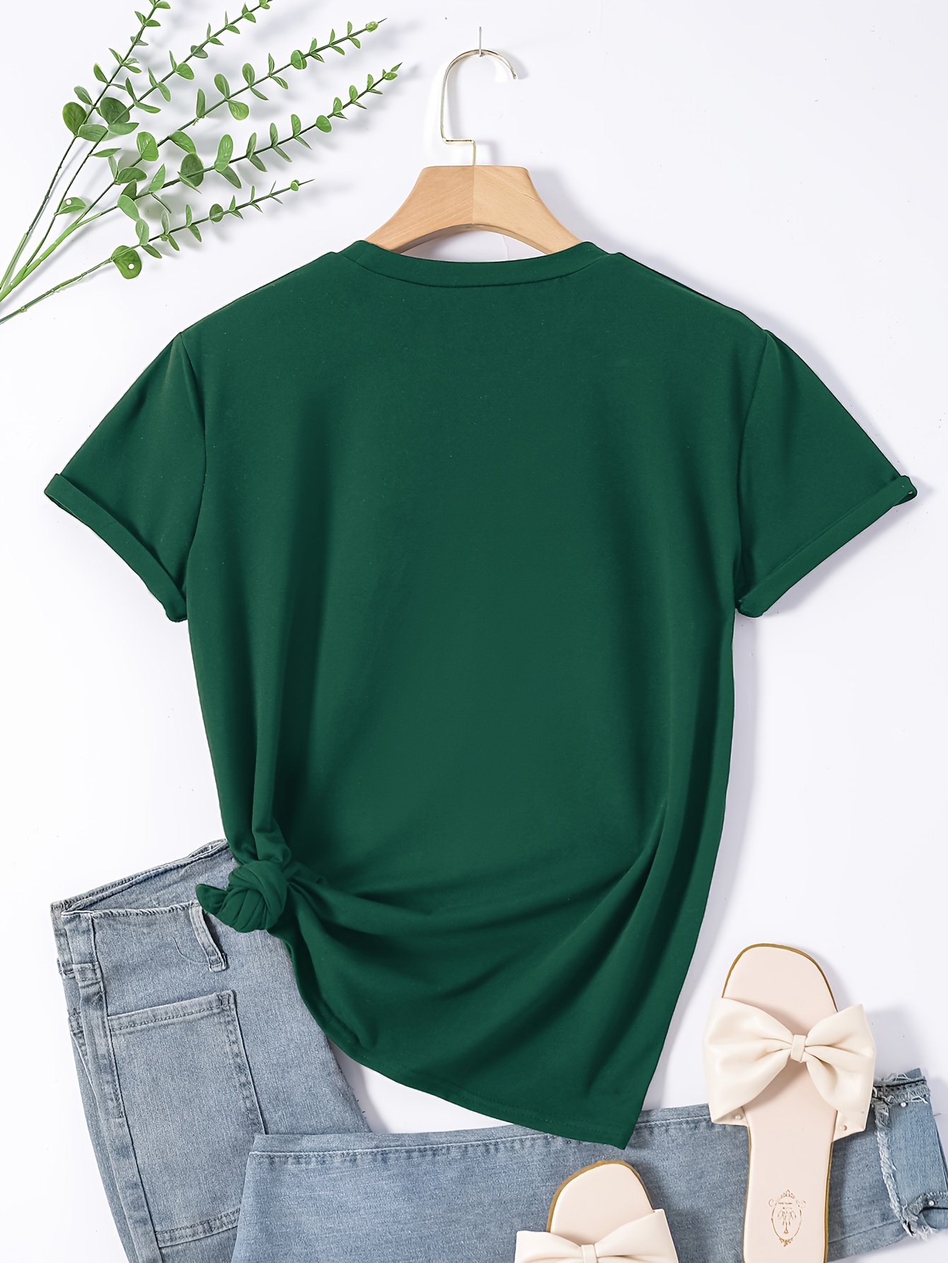 bear print t shirt short sleeve crew neck casual top for summer spring womens clothing details 0